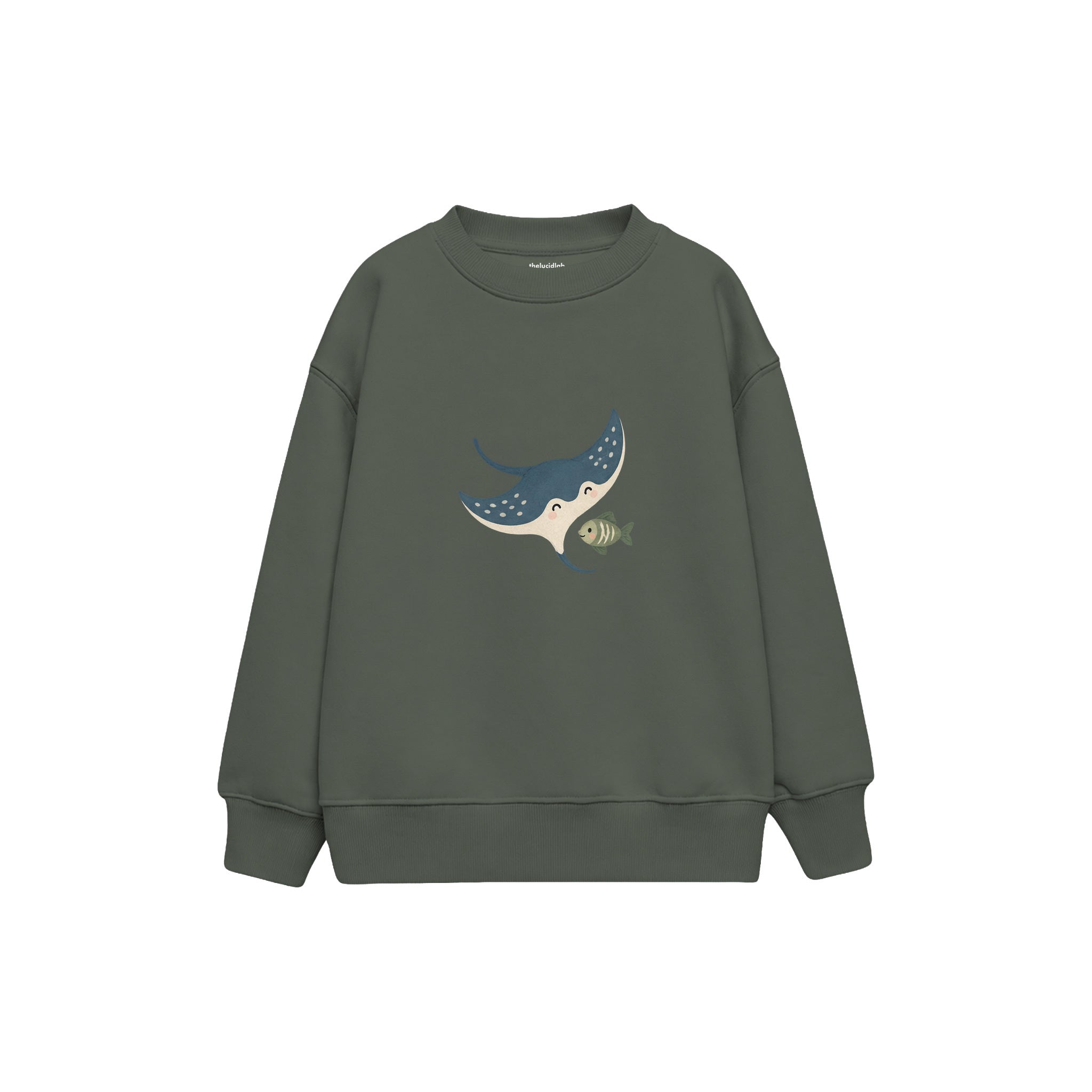 Manta ray with a tiny fish friend Çocuk Sweatshirt — Antrasit — ön görünüm