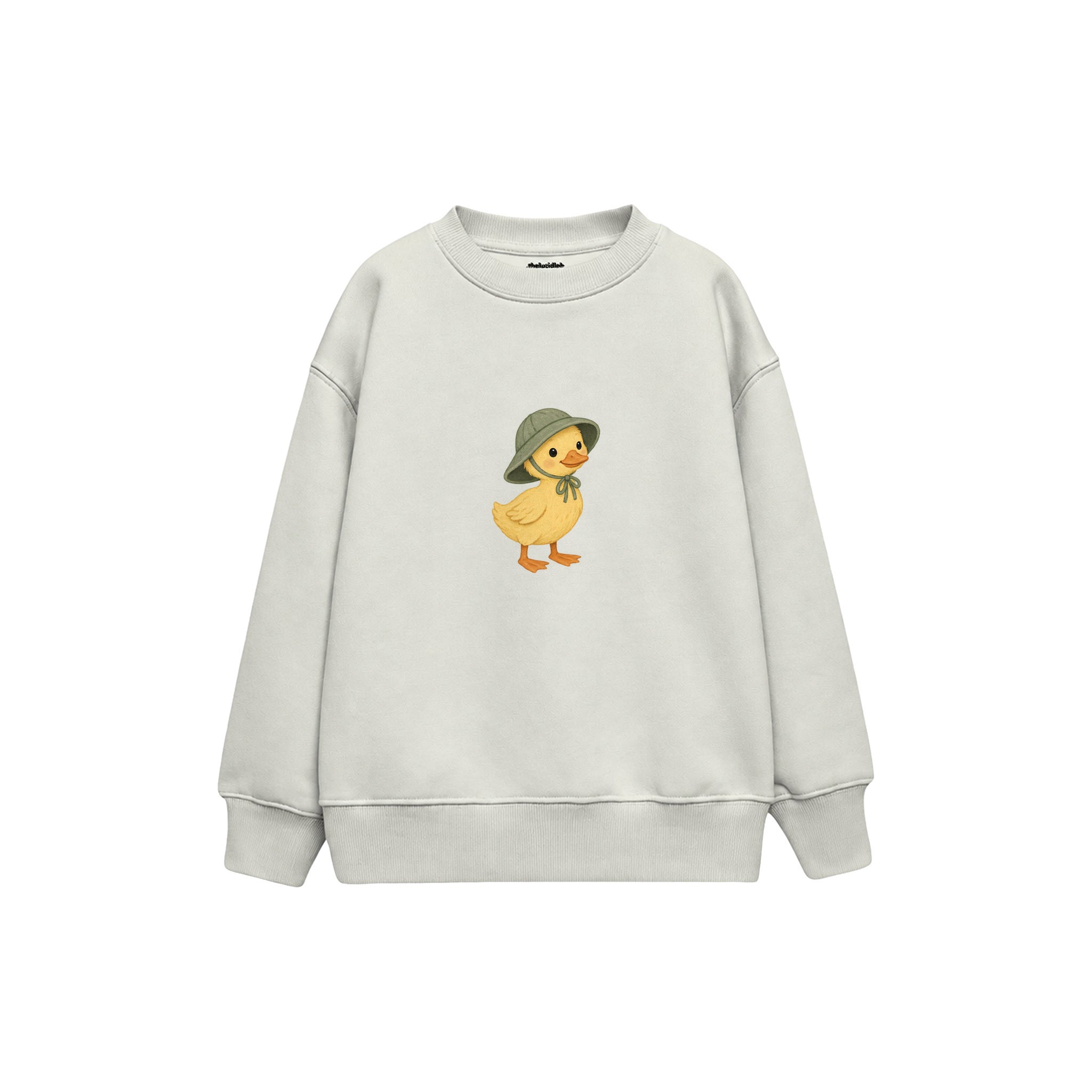 Duckling wearing a little rain hat Çocuk Sweatshirt — Beyaz — ön görünüm