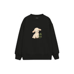 Lamb sitting beside clover Çocuk Sweatshirt — Siyah — ön görünüm