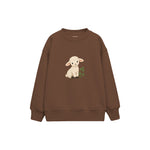 Lamb sitting beside clover Çocuk Sweatshirt — Kahverengi — ön görünüm
