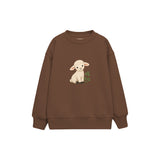 Lamb sitting beside clover Çocuk Sweatshirt — Kahverengi — ön görünüm