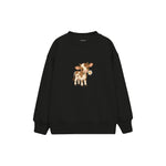 Calf holding a daisy in its mouth Çocuk Sweatshirt — Siyah — ön görünüm