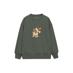 Calf holding a daisy in its mouth Çocuk Sweatshirt — Antrasit — ön görünüm