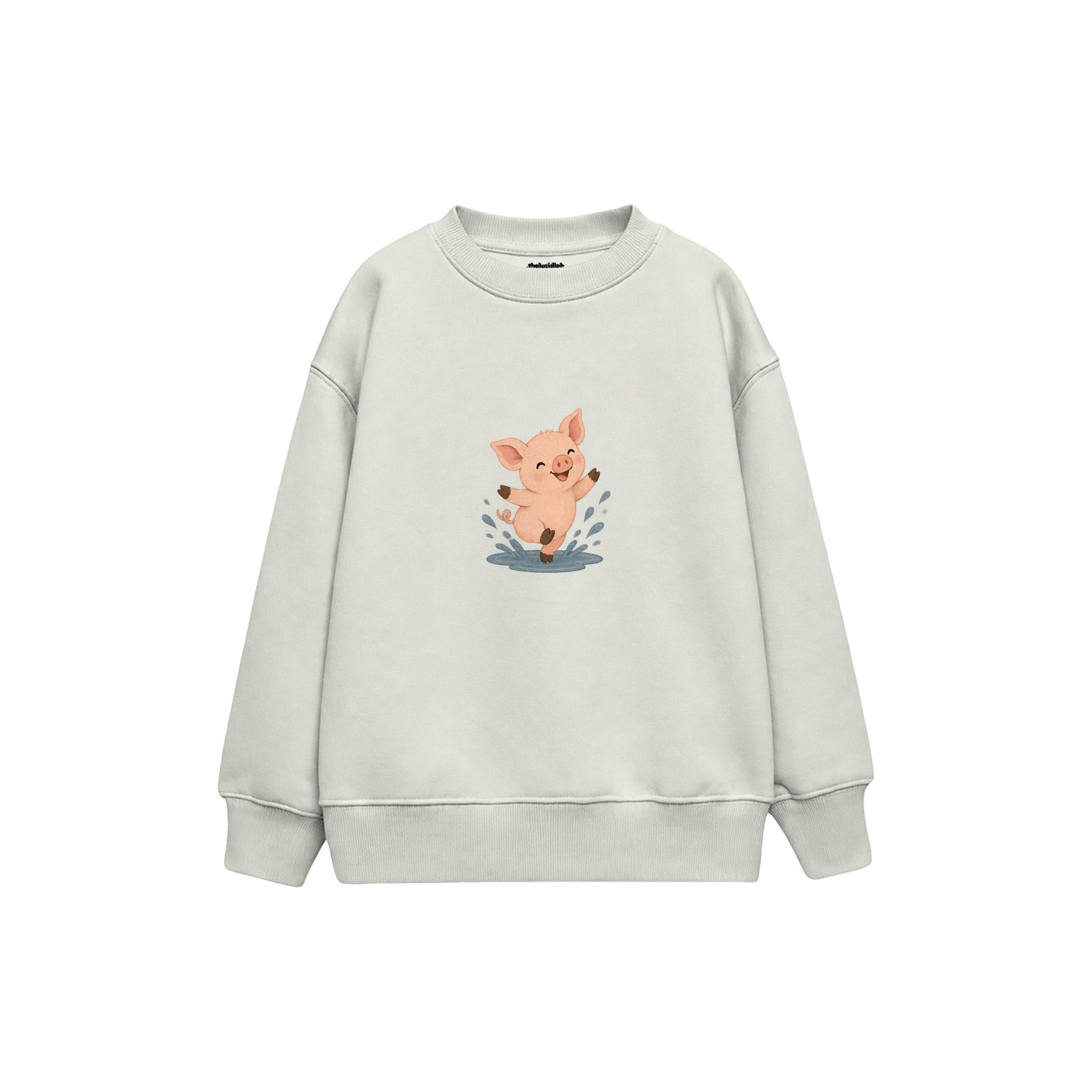 Piglet splashing in a tiny isolated puddle Çocuk Sweatshirt — Beyaz — ön görünüm