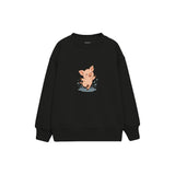 Piglet splashing in a tiny isolated puddle Çocuk Sweatshirt — Siyah — ön görünüm