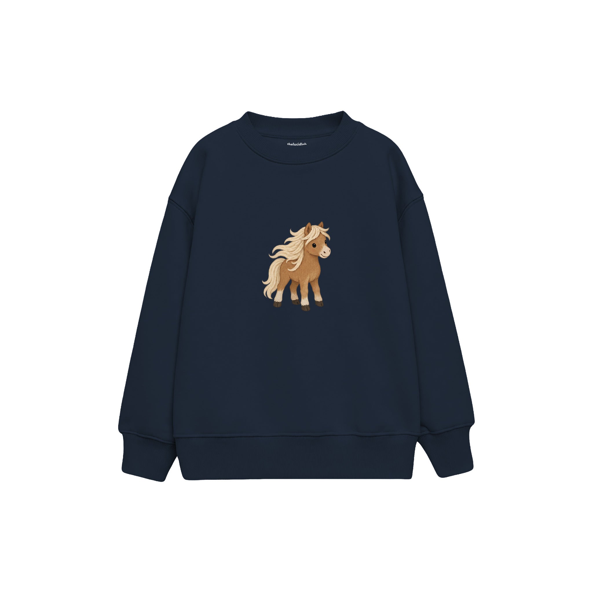 Pony with a loose flowing mane Çocuk Sweatshirt — Lacivert — ön görünüm
