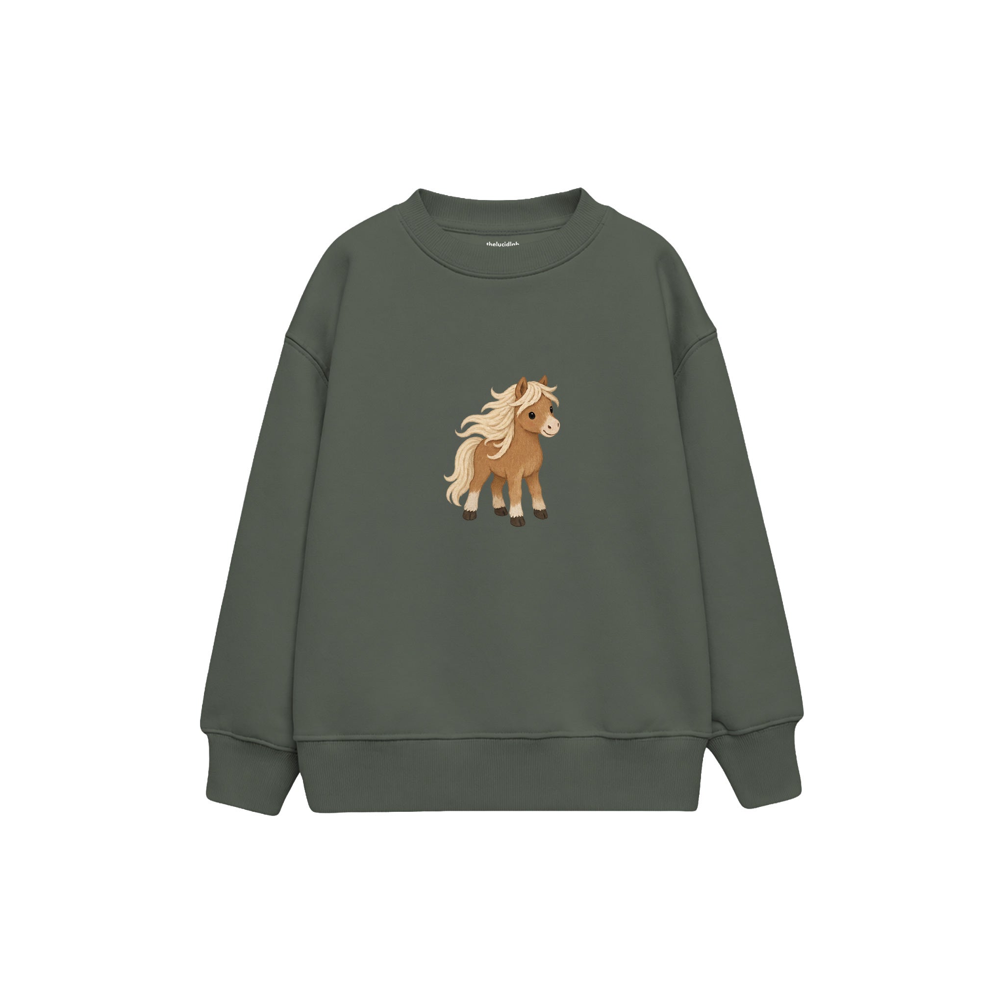 Pony with a loose flowing mane Çocuk Sweatshirt — Antrasit — ön görünüm