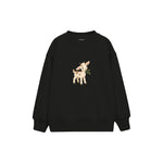 Goat kid nibbling a leaf Çocuk Sweatshirt — Siyah — ön görünüm
