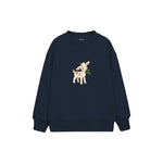 Goat kid nibbling a leaf Çocuk Sweatshirt — Lacivert — ön görünüm