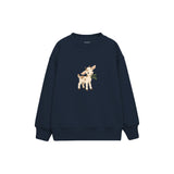 Goat kid nibbling a leaf Çocuk Sweatshirt — Lacivert — ön görünüm