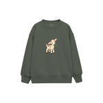 Goat kid nibbling a leaf Çocuk Sweatshirt — Antrasit — ön görünüm