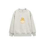 Chick peeking from an eggshell Çocuk Sweatshirt — Beyaz — ön görünüm