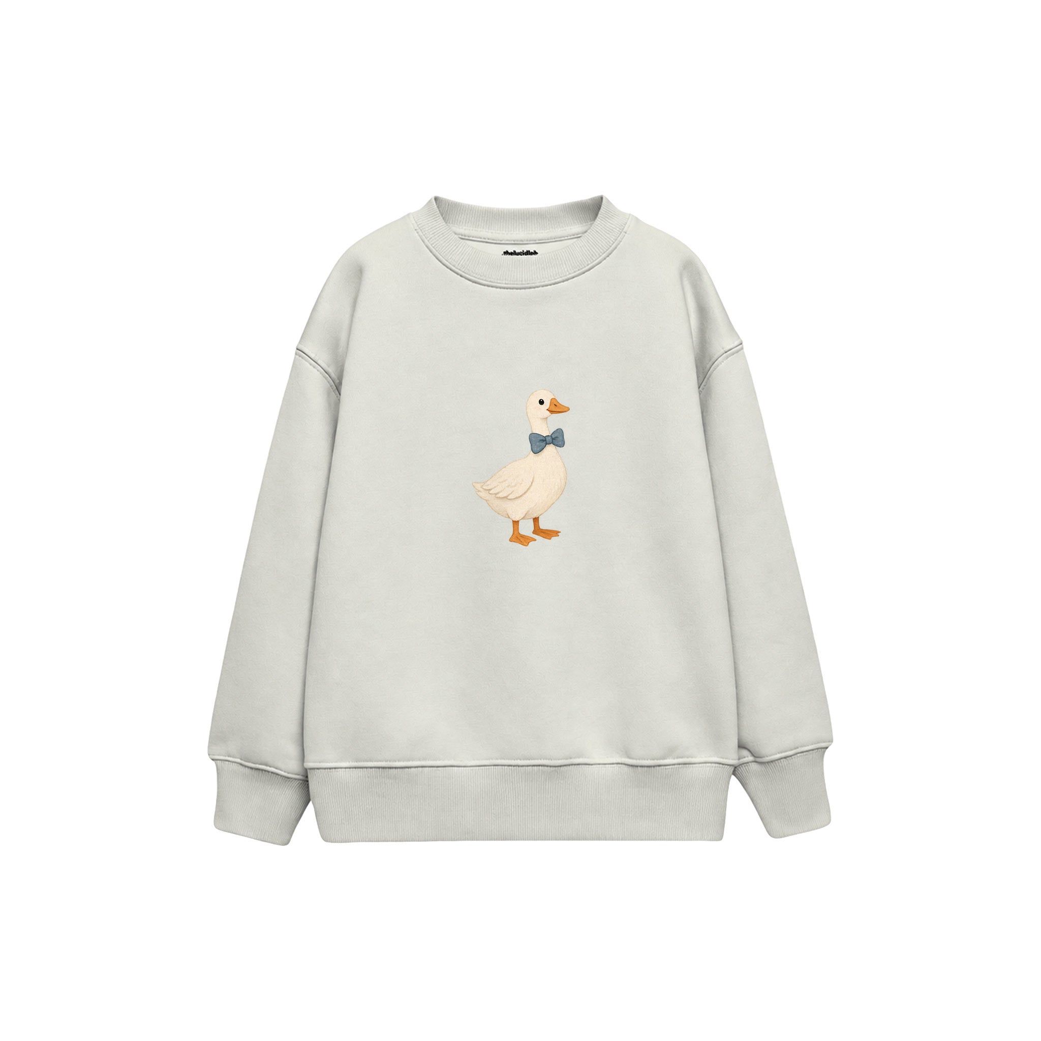 Goose with a blue bow tie Çocuk Sweatshirt — Beyaz — ön görünüm