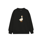 Goose with a blue bow tie Çocuk Sweatshirt — Siyah — ön görünüm