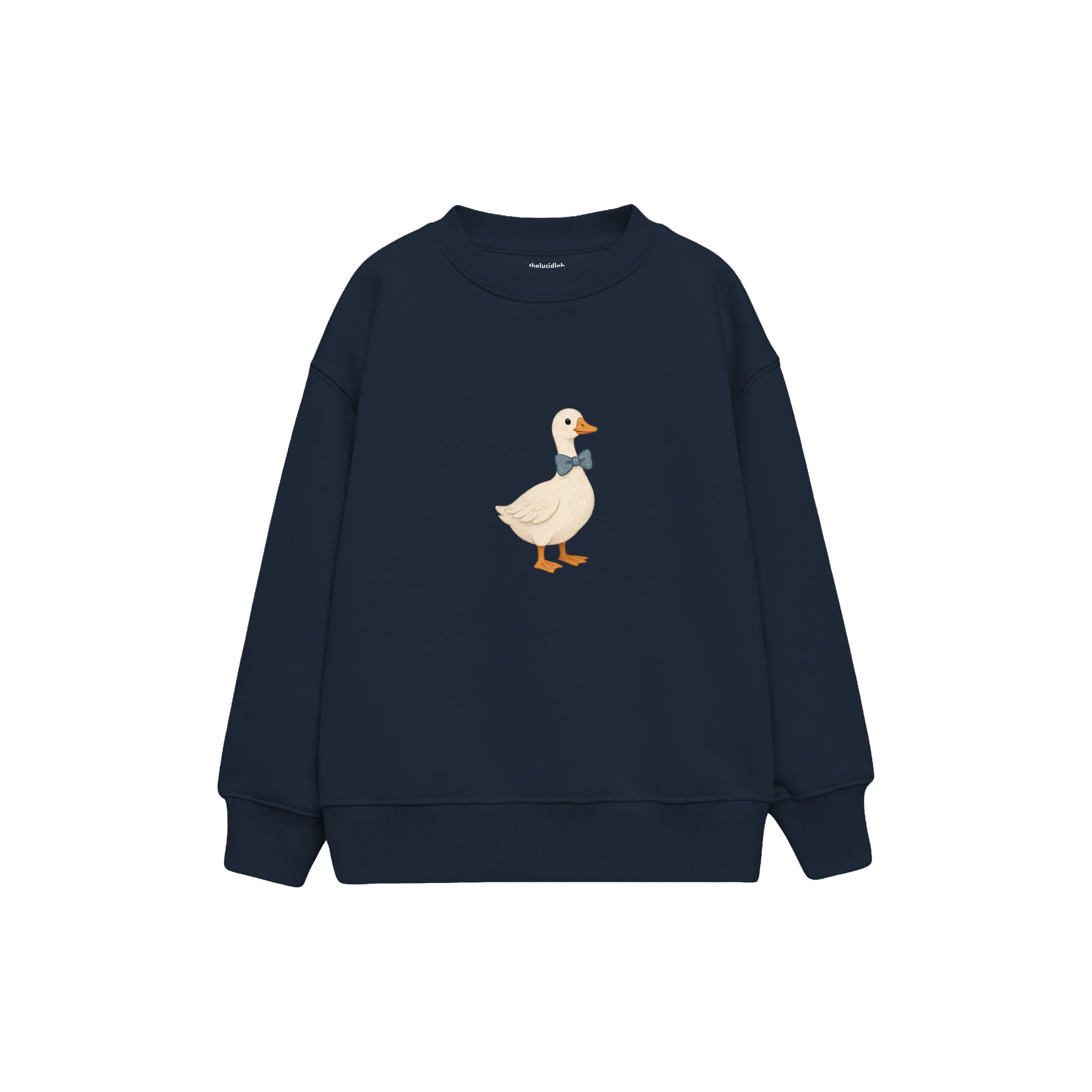 Goose with a blue bow tie Çocuk Sweatshirt — Lacivert — ön görünüm