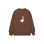 Goose with a blue bow tie Çocuk Sweatshirt — Kahverengi — ön görünüm