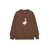 Goose with a blue bow tie Çocuk Sweatshirt — Kahverengi — ön görünüm