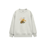 Bee carrying a flower Çocuk Sweatshirt — Beyaz — ön görünüm