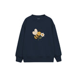 Bee carrying a flower Çocuk Sweatshirt — Lacivert — ön görünüm