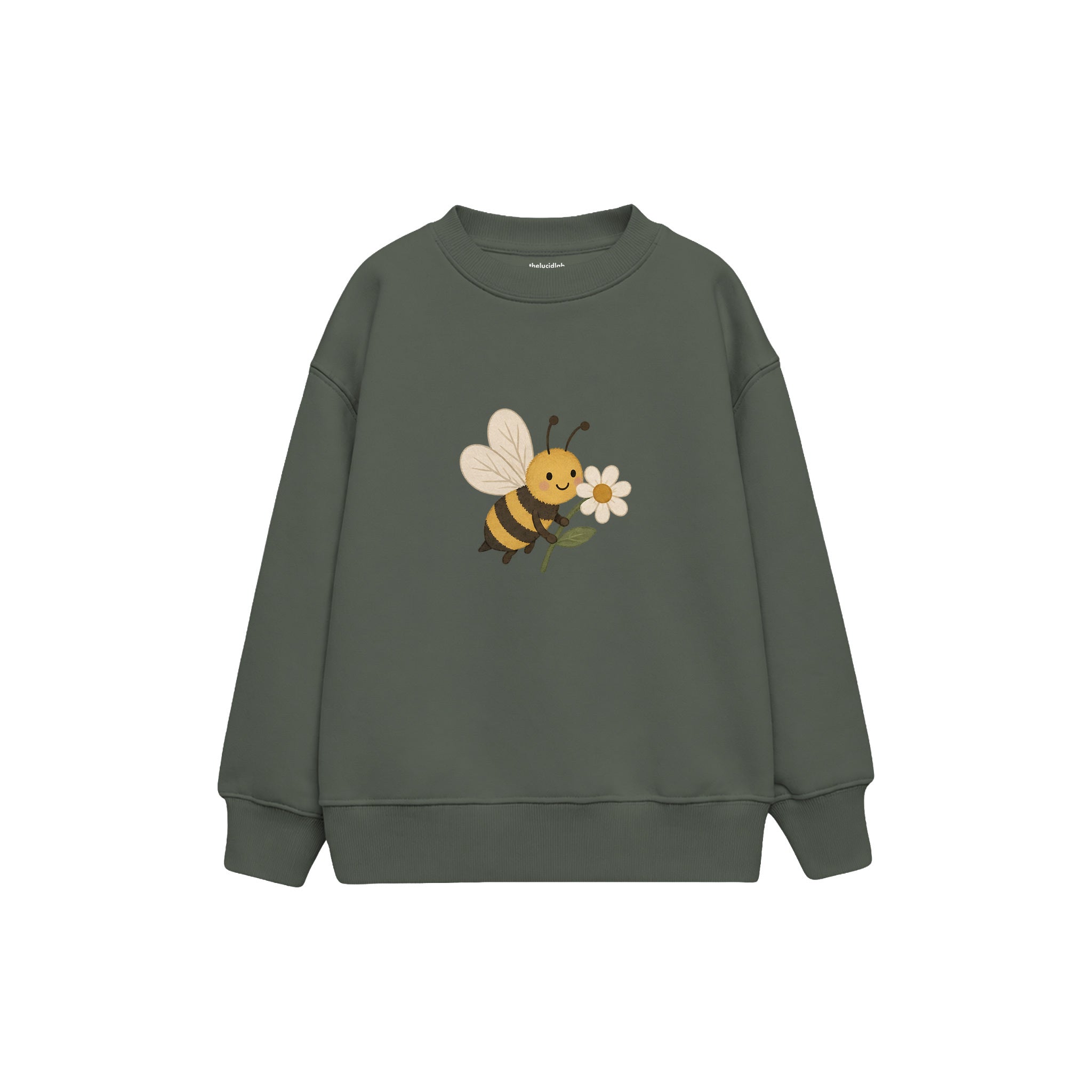 Bee carrying a flower Çocuk Sweatshirt — Antrasit — ön görünüm