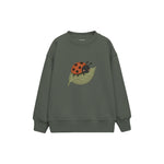 Ladybird resting on one leaf Çocuk Sweatshirt — Antrasit — ön görünüm