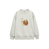Snail with a tiny flower on shell Çocuk Sweatshirt — Beyaz — ön görünüm