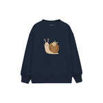 Snail with a tiny flower on shell Çocuk Sweatshirt — Lacivert — ön görünüm