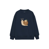 Snail with a tiny flower on shell Çocuk Sweatshirt — Lacivert — ön görünüm