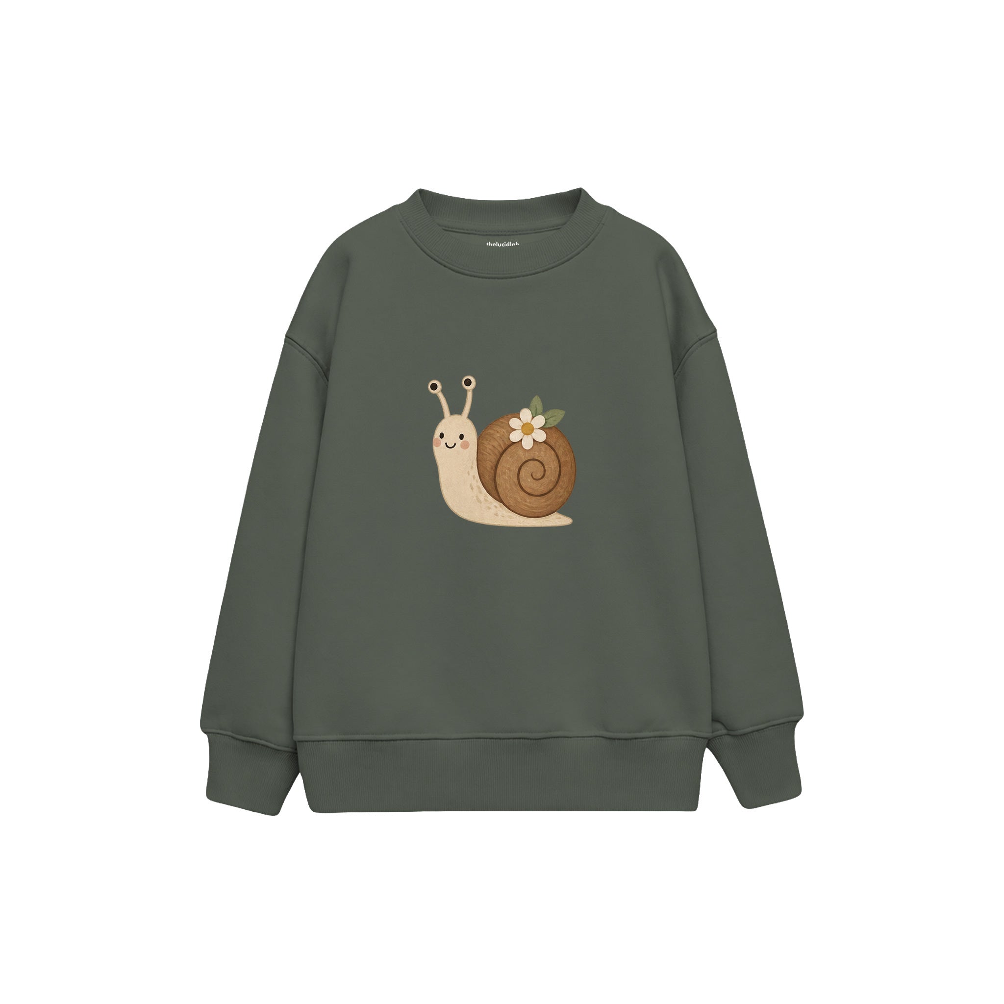 Snail with a tiny flower on shell Çocuk Sweatshirt — Antrasit — ön görünüm