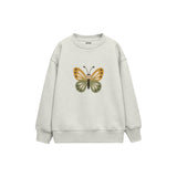 Butterfly with ochre and sage wings Çocuk Sweatshirt — Beyaz — ön görünüm