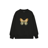 Butterfly with ochre and sage wings Çocuk Sweatshirt — Siyah — ön görünüm