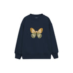 Butterfly with ochre and sage wings Çocuk Sweatshirt — Lacivert — ön görünüm