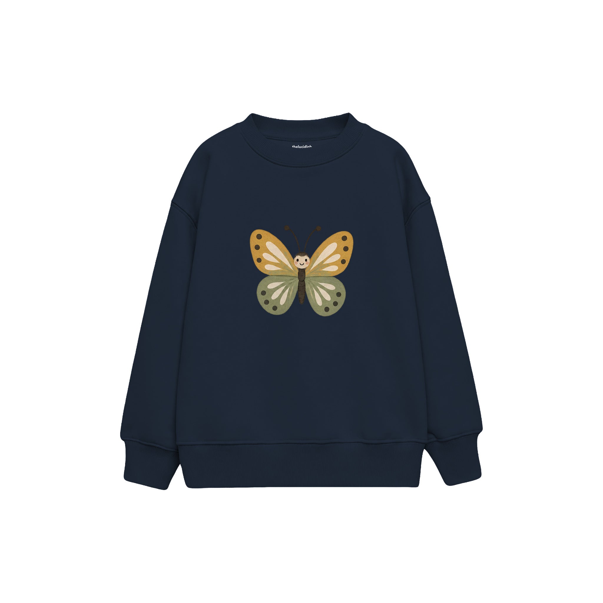 Butterfly with ochre and sage wings Çocuk Sweatshirt — Lacivert — ön görünüm