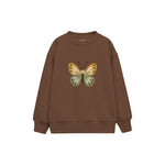 Butterfly with ochre and sage wings Çocuk Sweatshirt — Kahverengi — ön görünüm