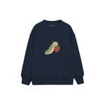 Caterpillar eating a berry Çocuk Sweatshirt — Lacivert — ön görünüm