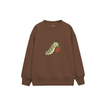 Caterpillar eating a berry Çocuk Sweatshirt — Kahverengi — ön görünüm