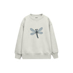 Dragonfly with muted blue wings Çocuk Sweatshirt — Beyaz — ön görünüm