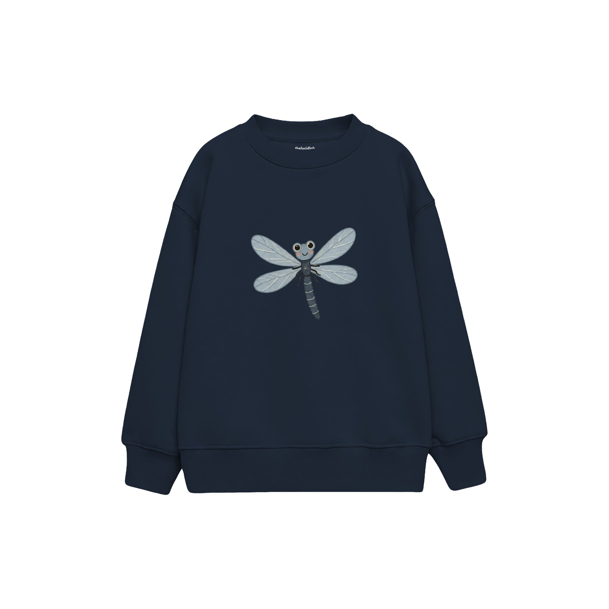 Dragonfly with muted blue wings Çocuk Sweatshirt — Lacivert — ön görünüm