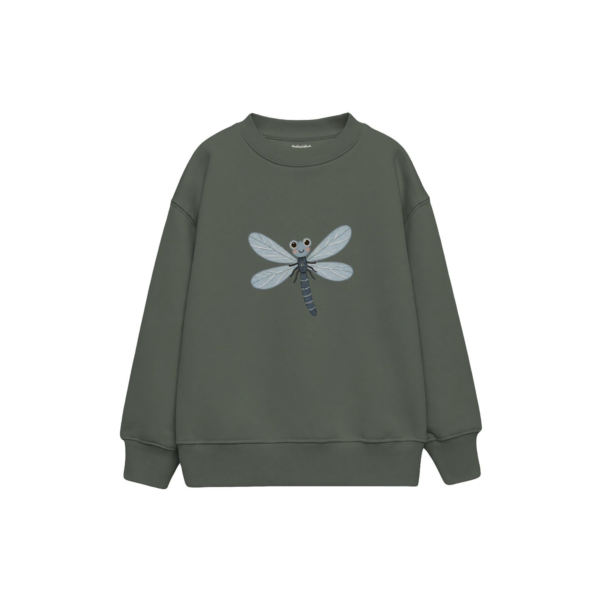 Dragonfly with muted blue wings Çocuk Sweatshirt — Antrasit — ön görünüm