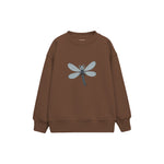 Dragonfly with muted blue wings Çocuk Sweatshirt — Kahverengi — ön görünüm