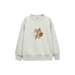 Small mouse carrying a strawberry Çocuk Sweatshirt — Beyaz — ön görünüm