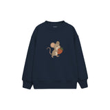 Small mouse carrying a strawberry Çocuk Sweatshirt — Lacivert — ön görünüm