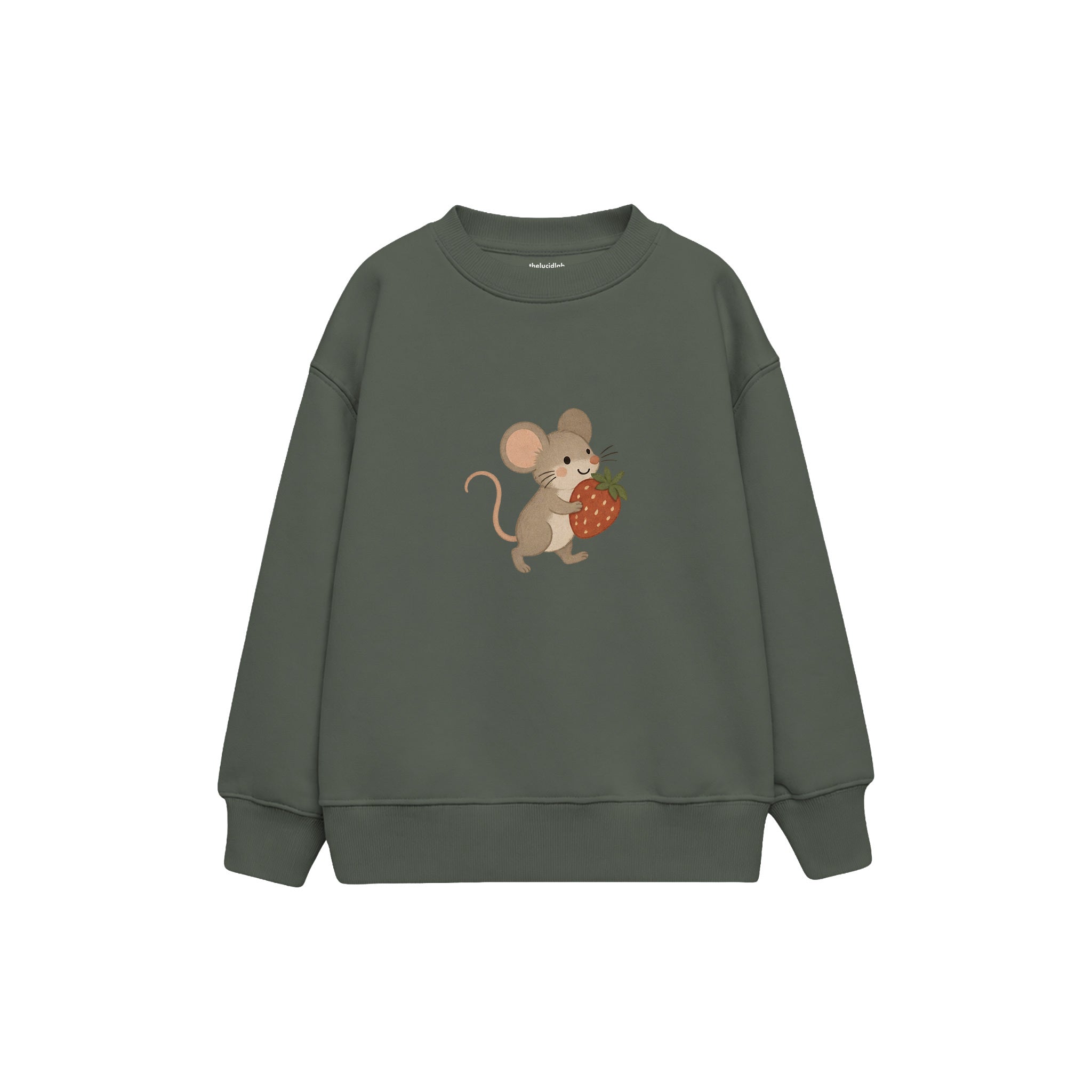 Small mouse carrying a strawberry Çocuk Sweatshirt — Antrasit — ön görünüm
