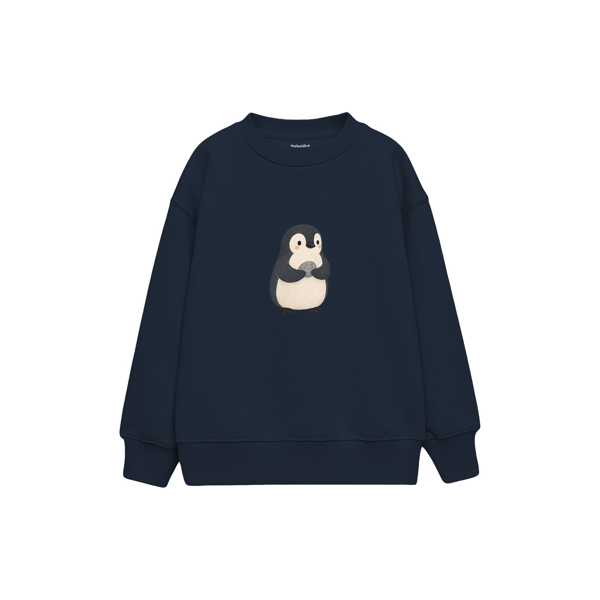 Penguin carrying a pebble Çocuk Sweatshirt — Lacivert — ön görünüm