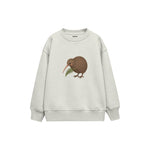 Kiwi bird with a small fern Çocuk Sweatshirt — Beyaz — ön görünüm