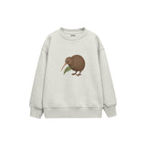 Kiwi bird with a small fern Çocuk Sweatshirt — Beyaz — ön görünüm