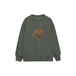 Kiwi bird with a small fern Çocuk Sweatshirt — Antrasit — ön görünüm