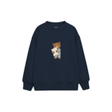 Bear in striped pajamas holding a pillow Çocuk Sweatshirt — Lacivert — ön görünüm