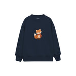 Fox in a rust scarf Çocuk Sweatshirt — Lacivert — ön görünüm