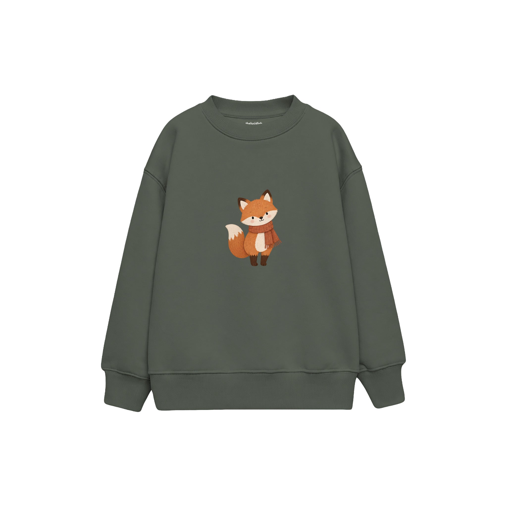 Fox in a rust scarf Çocuk Sweatshirt — Antrasit — ön görünüm